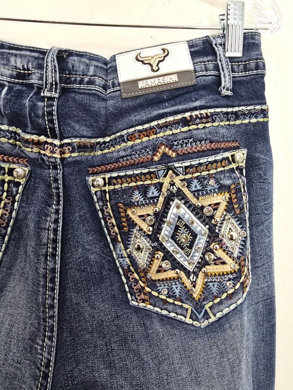 VTG Y2K Lamasini Studded Thick Embroidered High Rise Bootcut Women Waist 30"